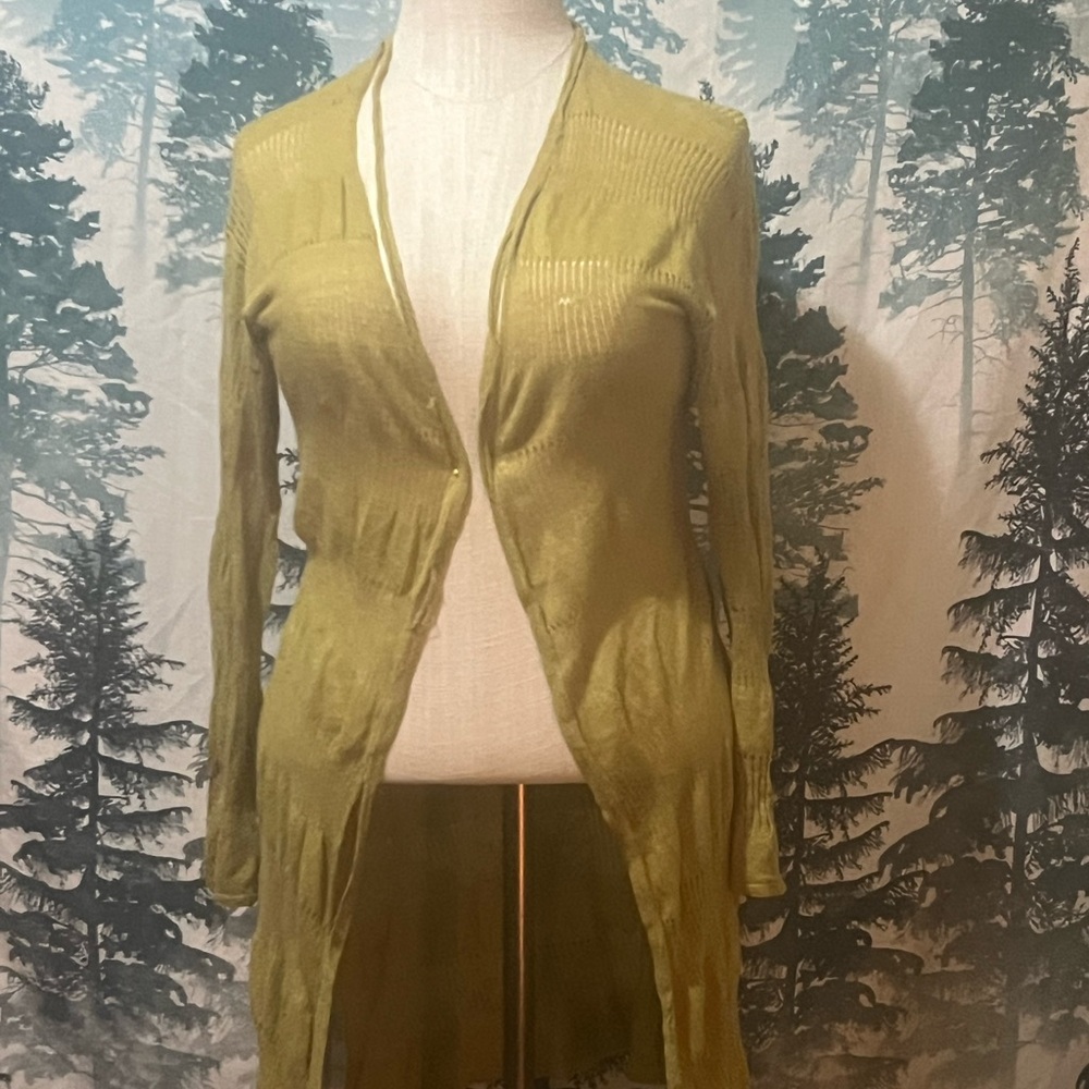 Distressed green cardigan